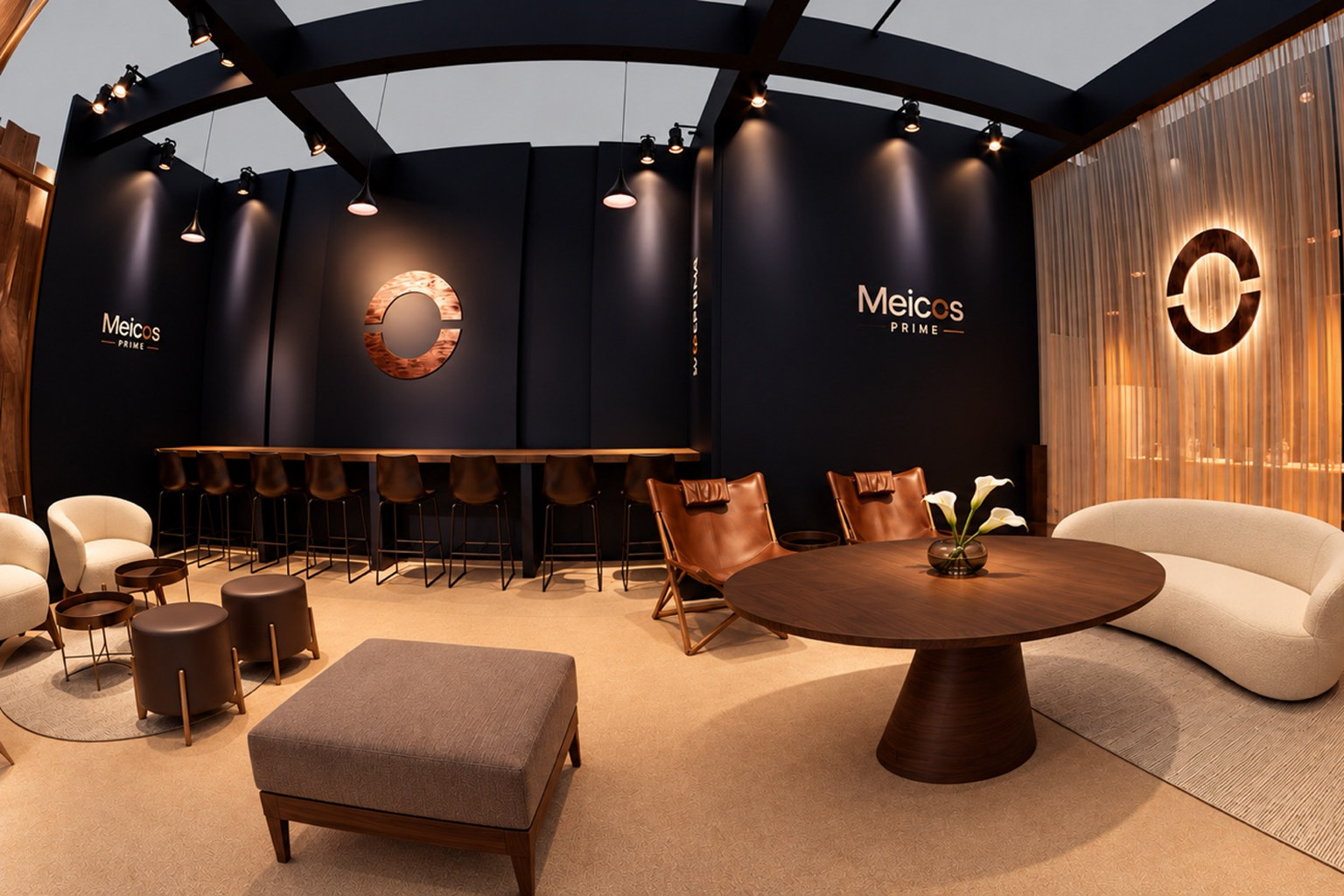 Ambiente de lounge Meicos Prime preparado para receber convidados do Obesity Week 2026 em São Paulo